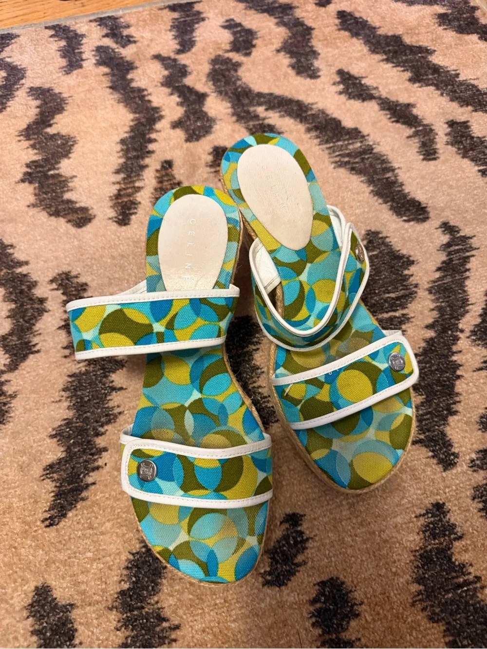 Celine en toile vert taille Multicolor Espadrille Wedge Sandals